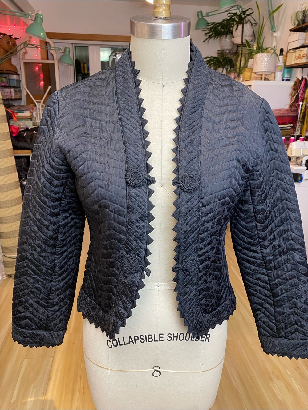 Vintage Quilt Silk Blazer 80s